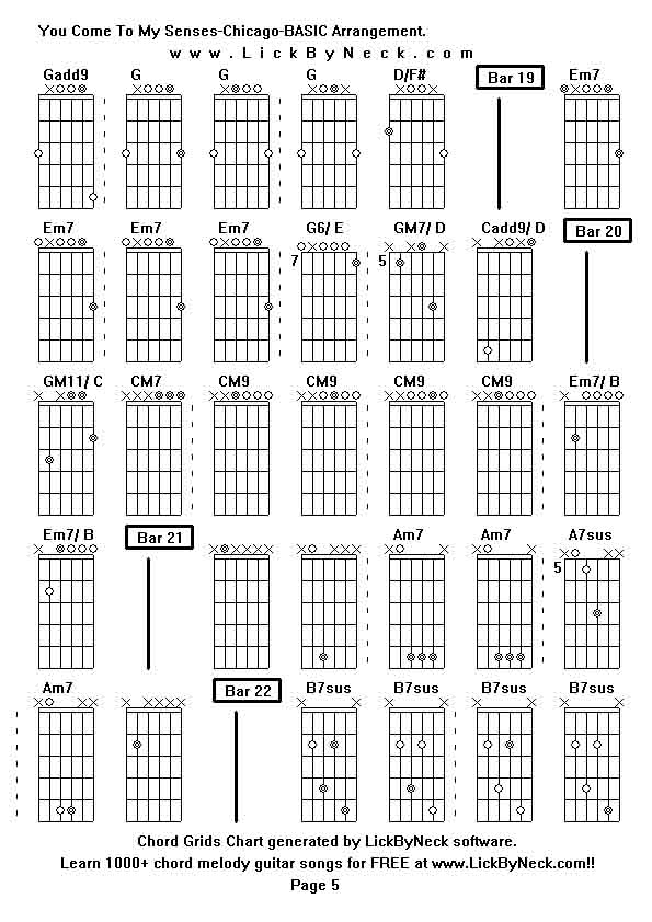 Chord Grids Chart of chord melody fingerstyle guitar song-You Come To My Senses-Chicago-BASIC Arrangement,generated by LickByNeck software.